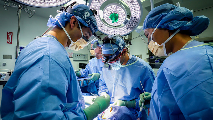 Dental surgery taking place using sterile water