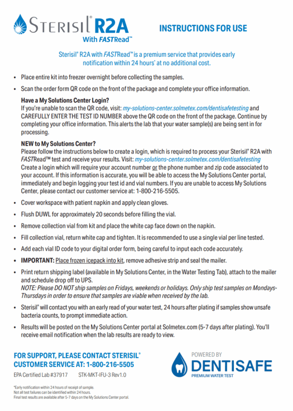 Sterisil R2A with FASTRead™ Mail-In Waterline Test